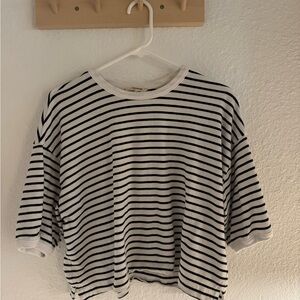 Madewell Black and White Striped Crop
